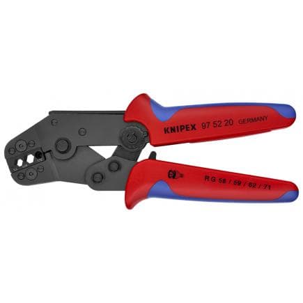 KNIPEX 97 52 20 - Pince à sertir version courte, acier bruni, pour connecteurs coaxiaux, BNC et TNC coaxiaux RG 58, 59, 62, 71, 223