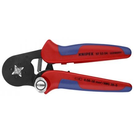 KNIPEX 97 53 04 - Pince à sertir pour cosses à douille, avec réglage automatique pour sertissage latéral, acier bruni, pressage de section carrée,...