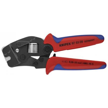 KNIPEX 97 53 09 SB - Pince à sertir pour cosses à douilles, avec réglage automatique pour sertissage frontal, acier bruni, poignées revêtues d'un...