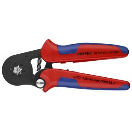 KNIPEX 97 53 14 SB - Pince à sertir pour cosses à douilles, avec réglage automatique pour sertissage latéral, acier bruni, pressage à section...