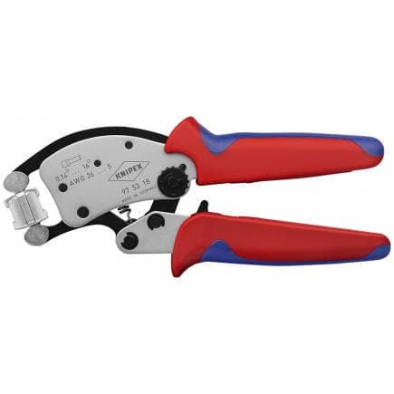 KNIPEX 97 53 18 SB - Pince à sertir pour cosses à douille Twistor16®, avec réglage automatique et tête de sertissage pivotante chromée
