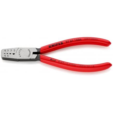 KNIPEX 97 61 145 A - Pince à sertir pour cosses à douille, tête polie, poignées enduites de résine synthétique