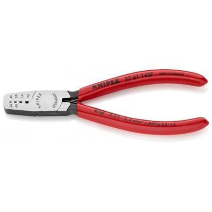KNIPEX 97 61 145 F - Pince à sertir pour cosses à douille, tête polie, poignées enduites de résine synthétique