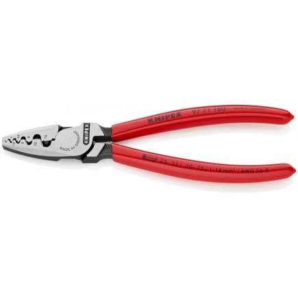 KNIPEX 97 71 180 - Pince à sertir pour cosses à douille, tête polie, poignées enduites de résine synthétique
