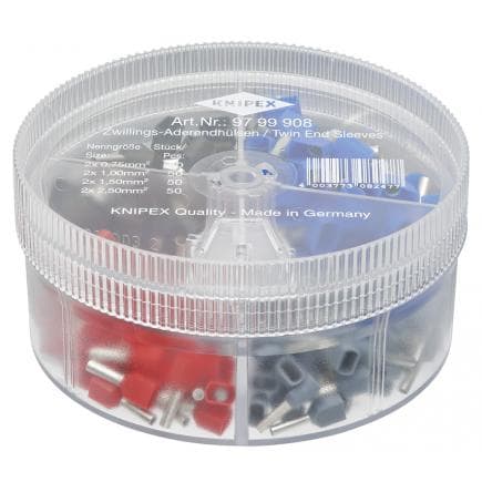 KNIPEX 97 99 908 - Boîtes d'assortiment de bornes à douille Twin (200 pièces)