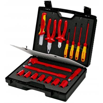 KNIPEX 98 99 11 - Mallette compacte 17 pièces avec outillage de sécurité pour travaux sur installations électriques