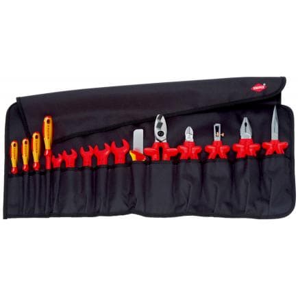 KNIPEX 98 99 13 - Trousse à outils enroulable 15 pièces avec outils de sécurité pour travaux sur installations électriques