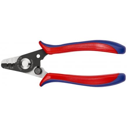 KNIPEX 12 82 130 SB - Pince à dénuder pour câbles de fibres optiques, acier bruni, poignées enduites de résine synthétique