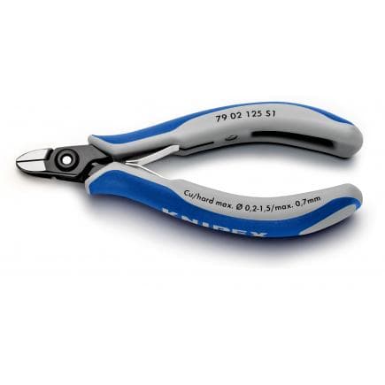 KNIPEX 79 02 125 S1 - Pince coupante de précision latérale pour électronique, revêtue d'un matériau bi-composant, acier bruni