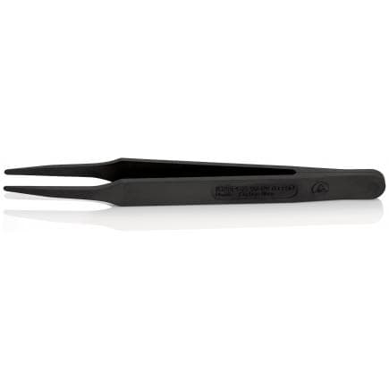 KNIPEX 92 09 01 ESD - Brucelles noires, rondes, droites, en résine synthétique ESD
