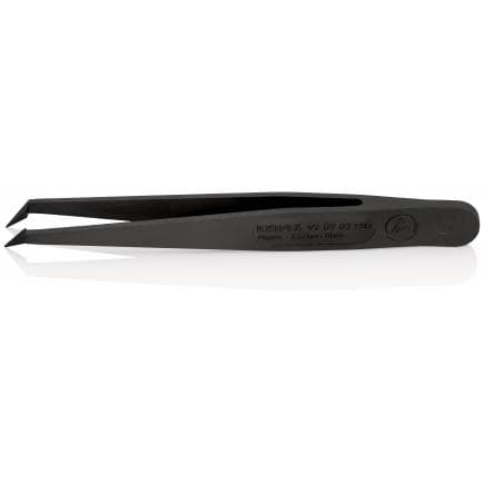 KNIPEX 92 09 03 ESD - Brucelles en résine synthétique ESD, coudées, pointues, noires