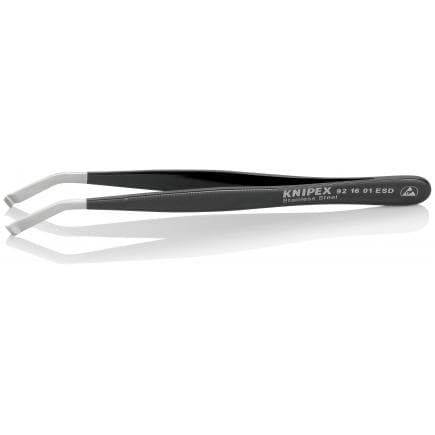 KNIPEX 92 16 01 ESD - Brucelles de positionnement ESD, courbées, coudées, en acier inoxydable