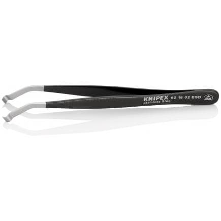 KNIPEX 92 16 02 ESD - Brucelles de positionnement ESD, courbées à coude plat, en acier inoxydable
