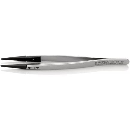 KNIPEX 92 81 01 - Brucelles à pointes interchangeables ESD droites, rondes, en acier inoxydable