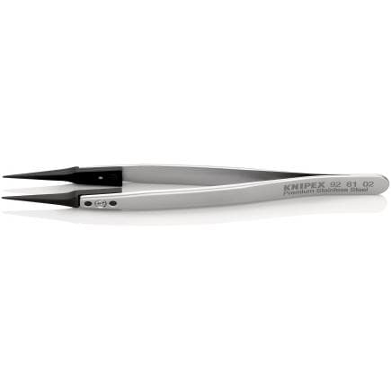 KNIPEX 92 81 02 - Brucelles à pointes interchangeables ESD, droites, pointues, en acier inoxydable