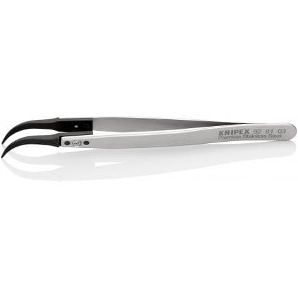 KNIPEX 92 81 03 - Brucelles à pointes interchangeables ESD, courbées, pointues, en acier inoxydable
