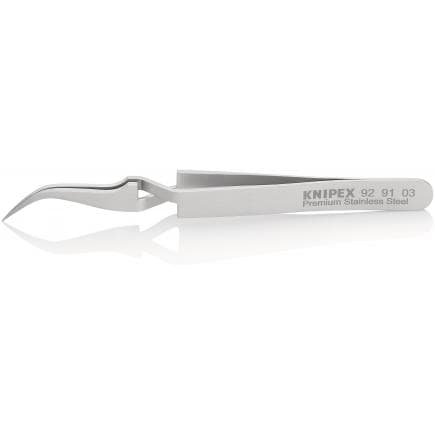 KNIPEX 92 91 03 - Brucelles de précision pointues courbées à mors croisés, en acier inoxydable