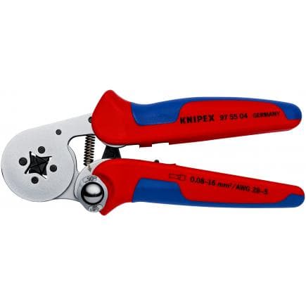 KNIPEX 97 55 04 - Pince à sertir pour cosses à douille avec réglage automatique pour sertissage latéral, poignées revêtues d'un matériau...