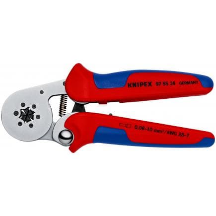 KNIPEX 97 55 14 - Pince à sertir pour cosses à douille avec réglage automatique pour sertissage latéral, poignées revêtues d'un matériau...