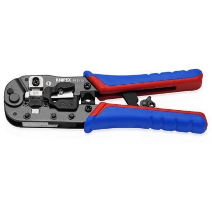 KNIPEX 97 51 13 - Pince à sertir pour fiches Western RJ45 avec gaines bi-matière brunie