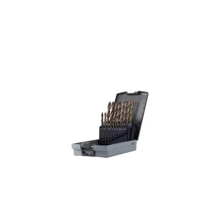 KRINO 01155303 - Jeu de forets hélicoïdaux à 5 % de cobalt avec hélice rapide de type W dans une boîte en ABS (19 pcs.)