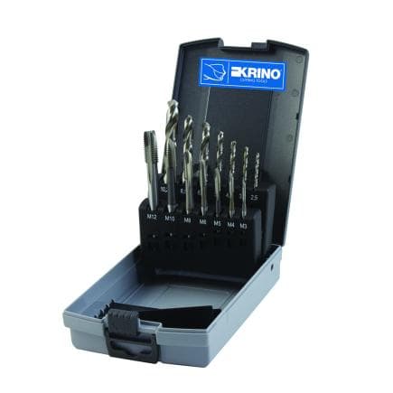 KRINO 10240306 - Jeu de tarauds et embouts M3-12 dans une boîte ABS din371b+din376b (14 pcs.)