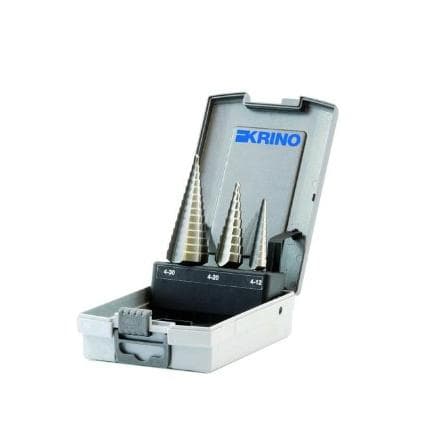 KRINO 01259118 - Jeu d'outils étagés HSS-G avec connexion hexagonale 1/4" dans une boîte ABS (3 pcs.)