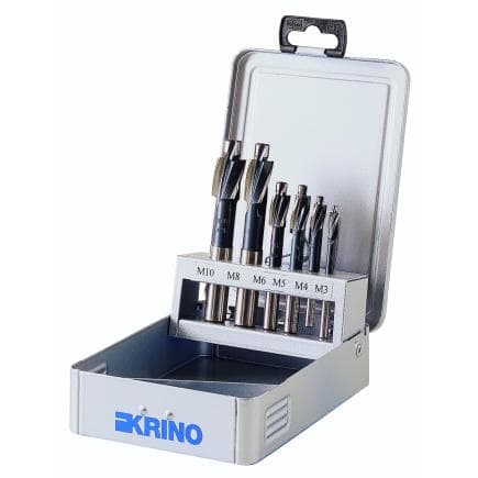 KRINO 01275101 - Fraises avec tige de guidage pour trous débouchants de sièges de vis -180°, qualité moyenne (6 pcs.)
