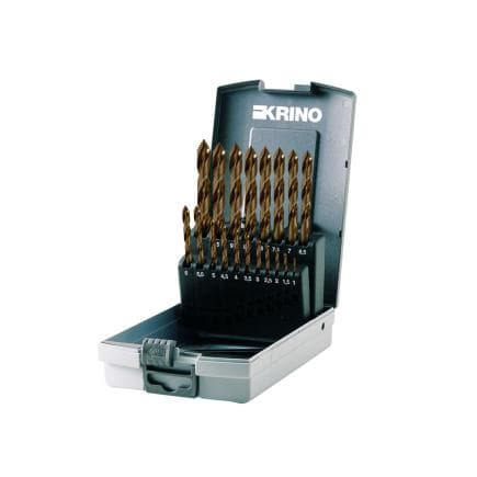 KRINO 01402301 - Jeu de forets hélicoïdaux HSS-G entièrement rectifiés avec géométrie étagée (19 pièces)