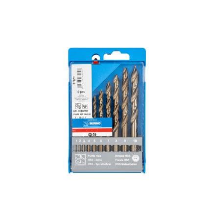 KRINO 01402201 - Jeu de forets hélicoïdaux HSS-G entièrement rectifiés avec géométrie étagée (10 pcs.)