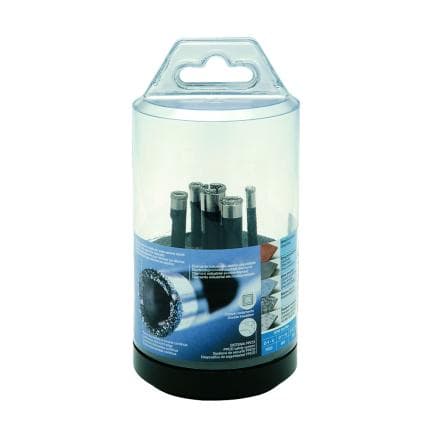 KRINO 03120201 - Jeu de mèches diamantées à couronne continue pour la coupe à sec et humide du grès cérame et de tous les carrelages (5 pcs.)