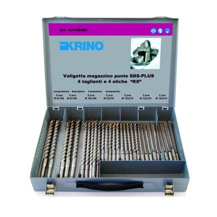 KRINO 03166460 - Assortiment d'embouts Sds-plus avec 4 cannelures et 4 tranchants "k8" (30 pcs.)