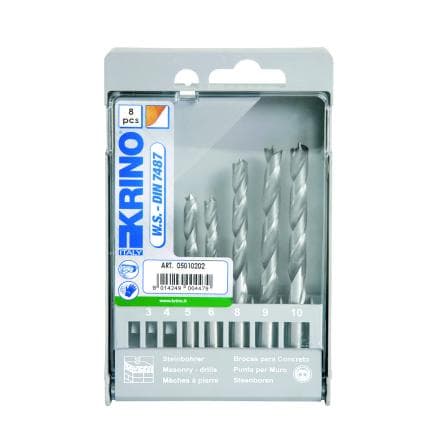 KRINO 05010207 - Jeu de forets hélicoïdaux à bois à 2 cannelures, HSS de haute qualité (8 pièces)