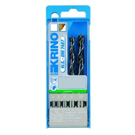 KRINO 05010201 - Jeu de forets hélicoïdaux à bois à 2 cannelures avec pointe de guidage centrale (5 pcs.)