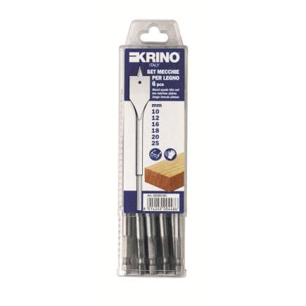 KRINO 05055100 - Jeu de mèches plates pour bois à tige hexagonale et série courte (6 pcs.)