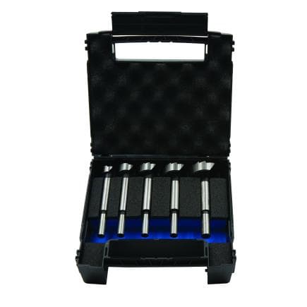 KRINO 05100600 - Jeu de fraises Forstner à deux cannelures avec pointe centrale et graveurs pour trous dans le bois (5 pcs.)