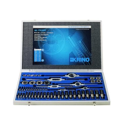 KRINO 17012539 - Assortiments de filetage CV 19 étapes, filetage métrique dans une boîte en bois (68 pcs.)
