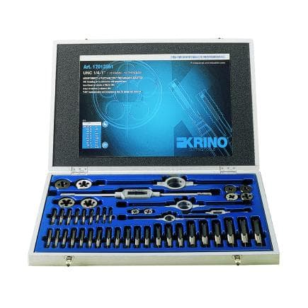 KRINO 17012566 - Assortiments de filetage CV pour garage et industrie avec filetage unc et unf dans une boîte en bois (45 pcs.)