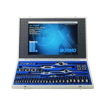 KRINO 17012536 - Assortiments de filetage CV avec filetage métrique dans une boîte en bois (44 pcs.)