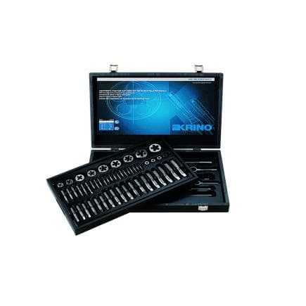 KRINO 17020544 - Jeux de filetage HSS pour l'industrie avec filetage métrique dans une caisse en bois (88 pcs.)