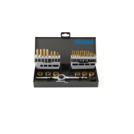 KRINO 17020513 - Jeux de filetage HSS pour l'industrie avec filetage métrique dans un coffret métallique (24 pcs.)