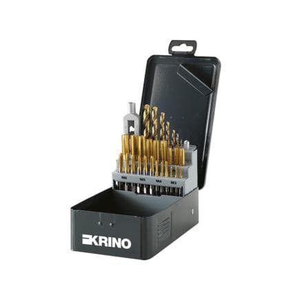 KRINO 17020415 - Jeux de filetage HSS avec filetage métrique dans un boîtier en métal et ABS (29 pcs.)