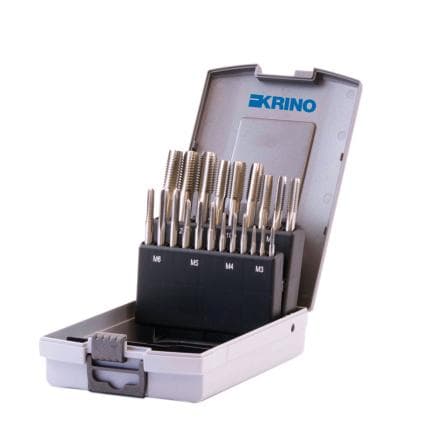 KRINO 17020401 - Jeux de filetage en HSS-G avec filetage métrique en coffrets métal et abs (21 pcs.)