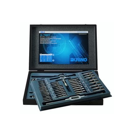 KRINO 17025614 - Jeux de filetage HSS-G pour l'industrie avec filetage pour conduite de gaz dans une boîte en bois (16 pcs.)