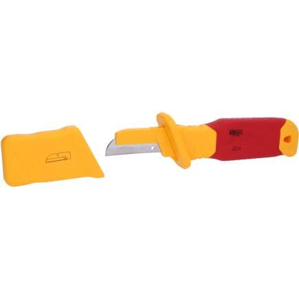 KS TOOLS 117.5602 - Couteau à dénuder avec revêtement isolant 1000V et lame droite 200 mm