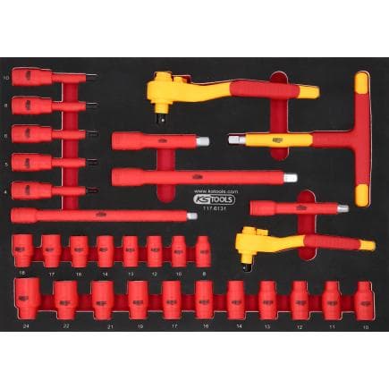 KS TOOLS 117.6131 - Jeu de douilles isolées 3/8"+1/2" dans une garniture en mousse (31 pcs.)