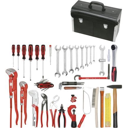 KS TOOLS 116.0185 - Jeu d'outils sanitaires valise en cuir (34 pcs.)