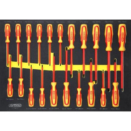 KS TOOLS 117.6121 - Jeu de tournevis ERGOTORQUE VDE dans une garniture en mousse (21 pcs.)