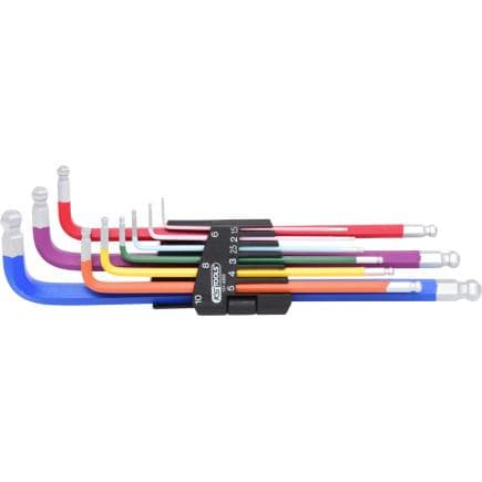 KS TOOLS 151.4300 - Jeu de clés mâles coudées à 6 pans creux et double tête sphérique (9 pcs.)