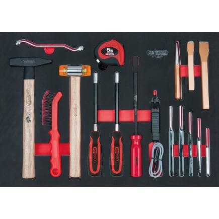 KS TOOLS 711.0017 - Jeu de marteaux et chasse-goupilles en module SCS 1/1 (17 pcs.)
